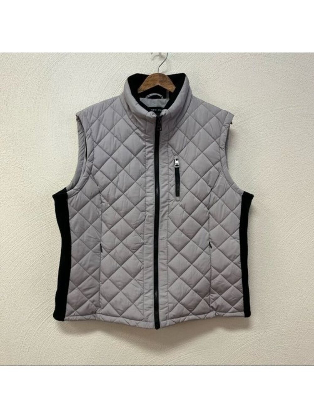 Andrew Marc Ladies Quilted Full Zip Vest Gray & Black Sz XXL